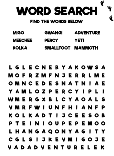 Smallfoot Movie Activity Sheet