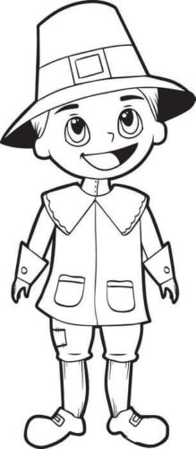 Thanksgiving Pilgrim Boy Coloring Page