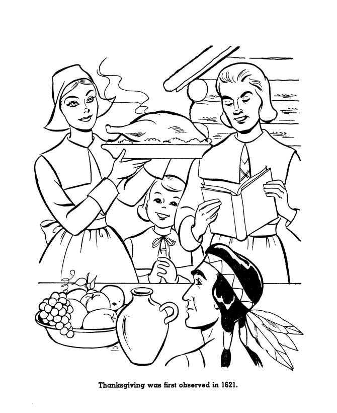 30 Free Printable Thanksgiving Pilgrims Coloring Pages
