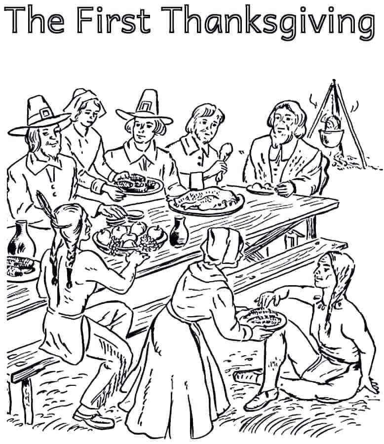30 Free Printable Thanksgiving Pilgrims Coloring Pages