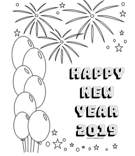 2019 New Year Coloring Pages