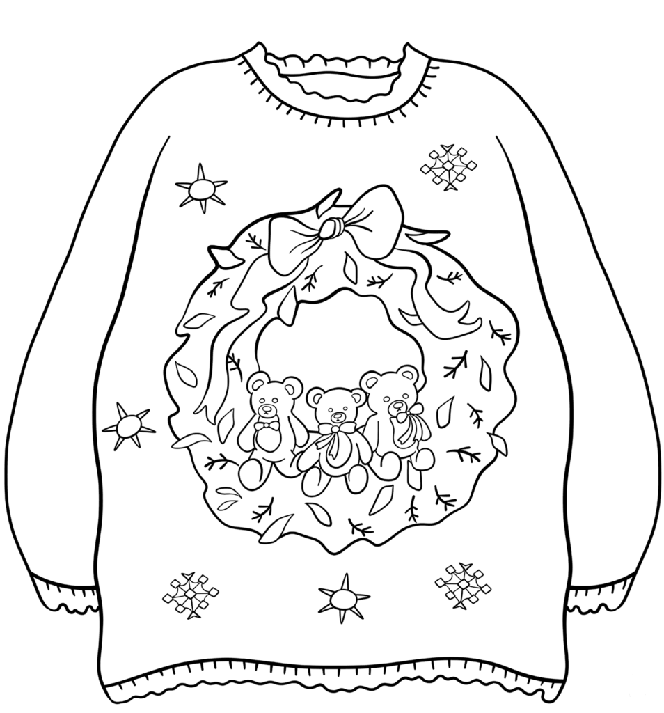 Holiday Sweater Coloring Page Sketch Coloring Page