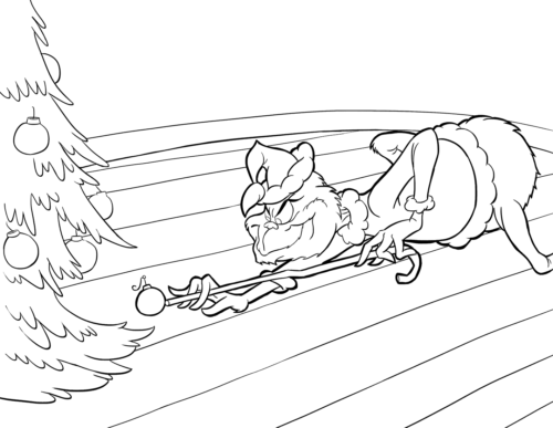 Grinch Stealing Ornaments Coloring Page