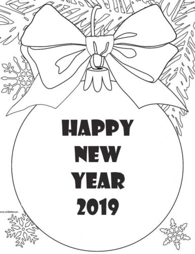Happy New Year 2019 Coloring Pages Printable