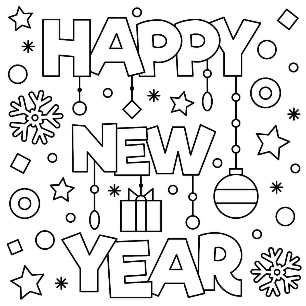 New Years Printable Coloring Pages