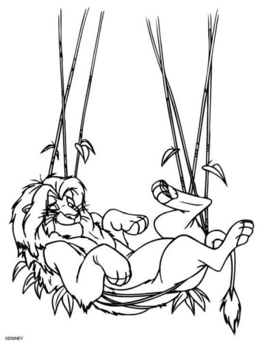 Simba Resting On A Hammock Coloring Page