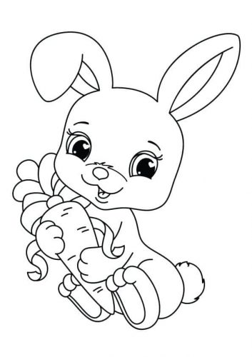 Cute Bunny With Carrot Coloring Page Coloring Pages