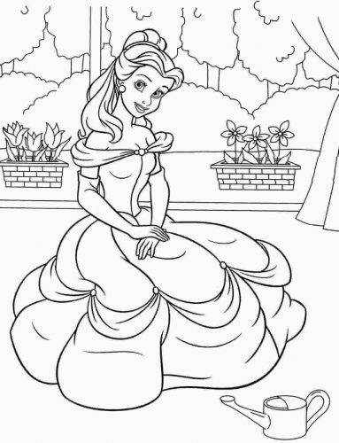 belle in her ball gown coloring pages