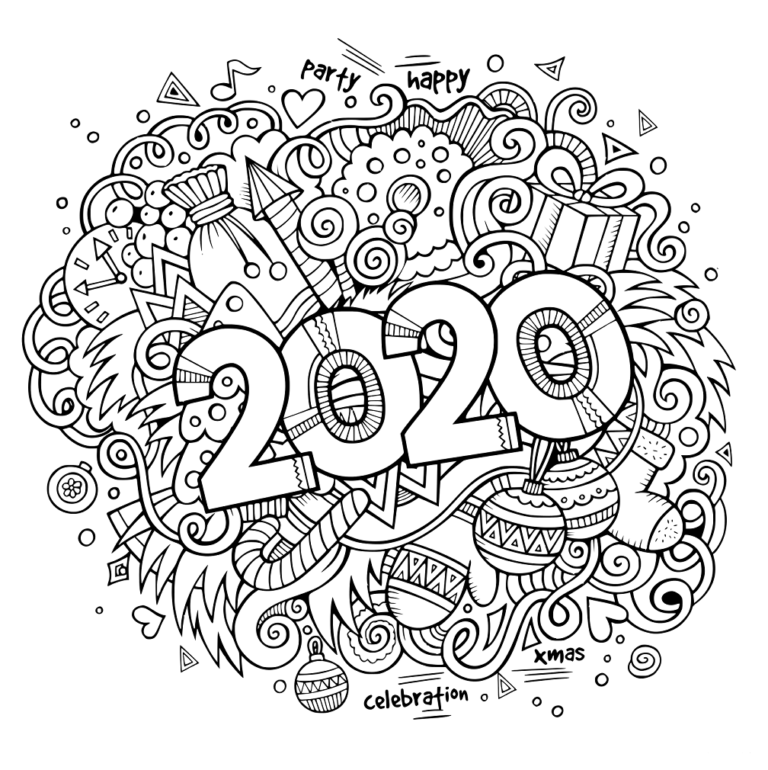22 Free New Year 2020 Coloring Pages Printable