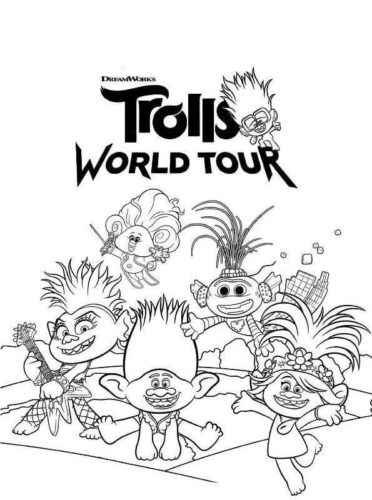 25 free printable trolls world tour coloring pages