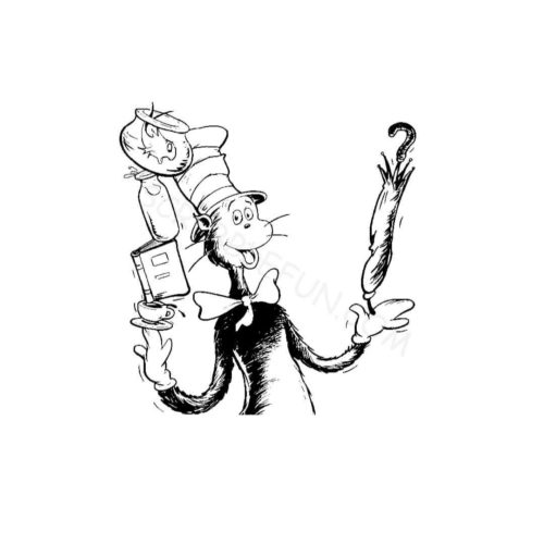 Cat in the hat coloring pages to print free