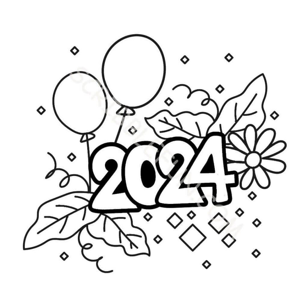 20 Free Printable New Year 2024 Coloring Pages